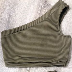 GUESS Olive Green Crop Top and Skirt Set
